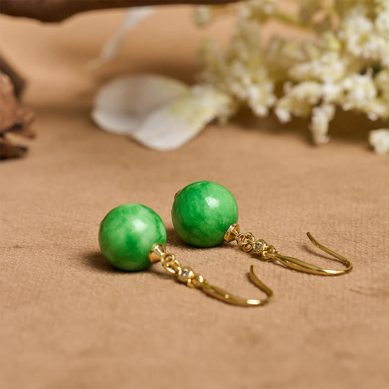 Wear FengShui 925 Sterling Silver Green Chalcedony Strength Courage Earrings