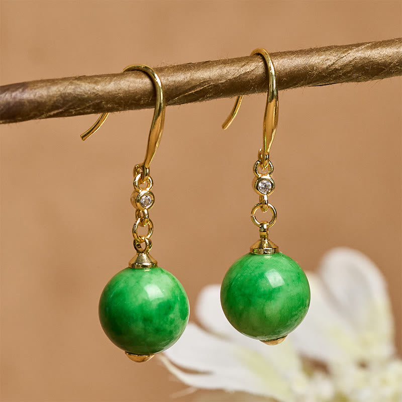 Wear FengShui 925 Sterling Silver Green Chalcedony Strength Courage Earrings