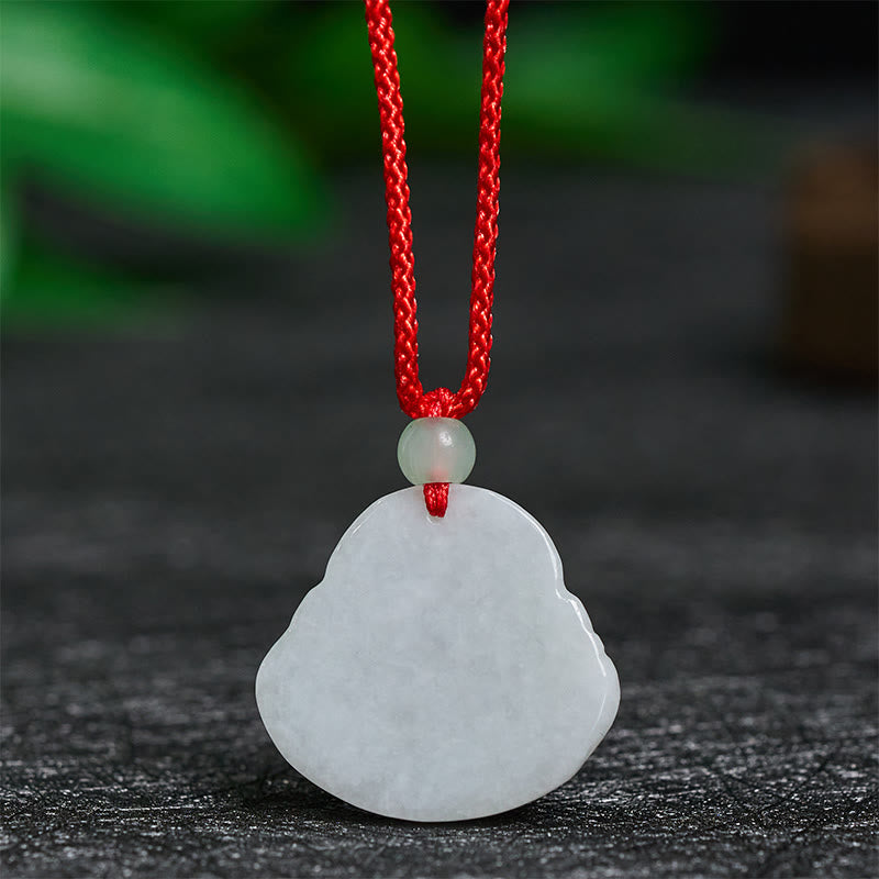 Wear FengShui Jade Laughing Buddha Prosperity Necklace Pendant