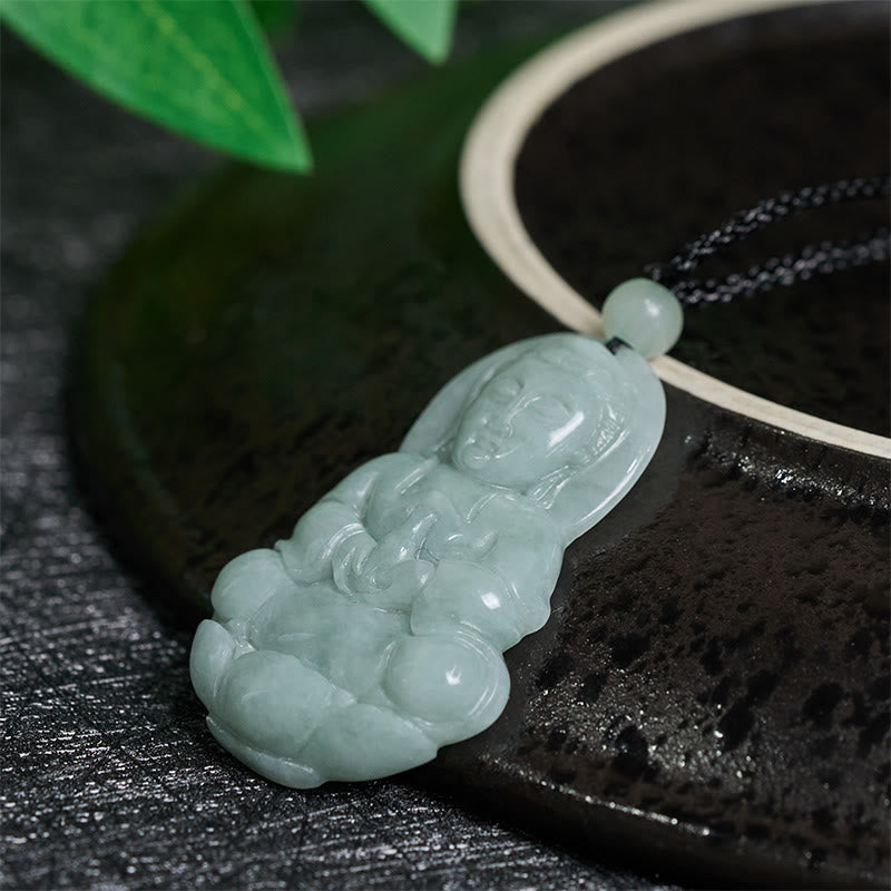 Buddha Stones Jade Kwan Yin Avalokitesvara Harmony Necklace Pendant