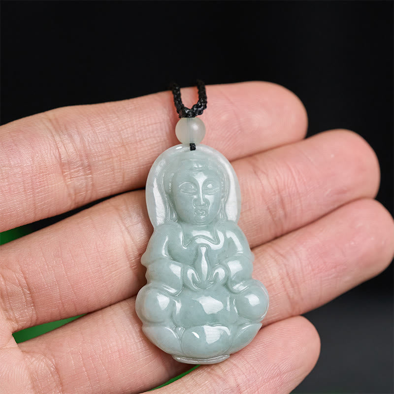 Buddha Stones Jade Kwan Yin Avalokitesvara Harmony Necklace Pendant