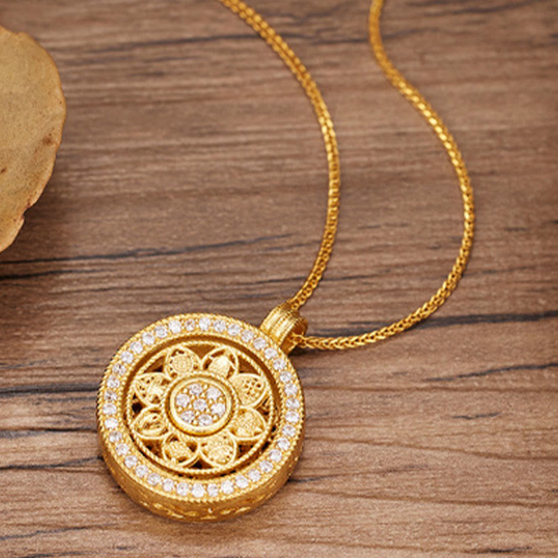Wear FengShui 925 Sterling Silver Eight Treasures Luo Pan Blessing Necklace Pendant