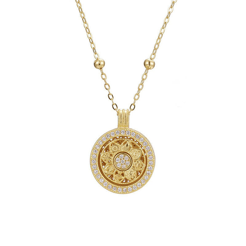 Wear FengShui 925 Sterling Silver Eight Treasures Luo Pan Blessing Necklace Pendant