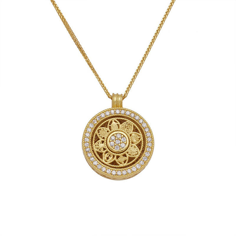 Wear FengShui 925 Sterling Silver Eight Treasures Luo Pan Blessing Necklace Pendant