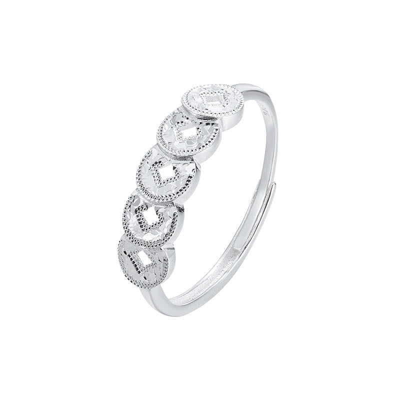 Wear FengShui 925 Sterling Silver Five-Emperor Coins Protection Ring Bracelet Necklace Pendant