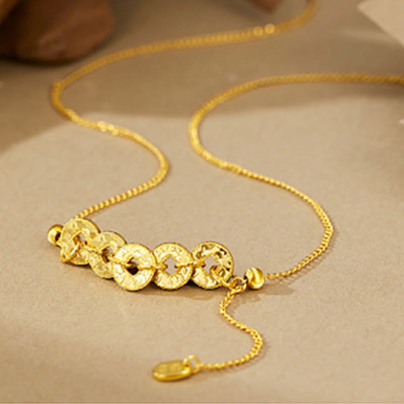 Wear FengShui 925 Sterling Silver Five-Emperor Coins Protection Ring Bracelet Necklace Pendant