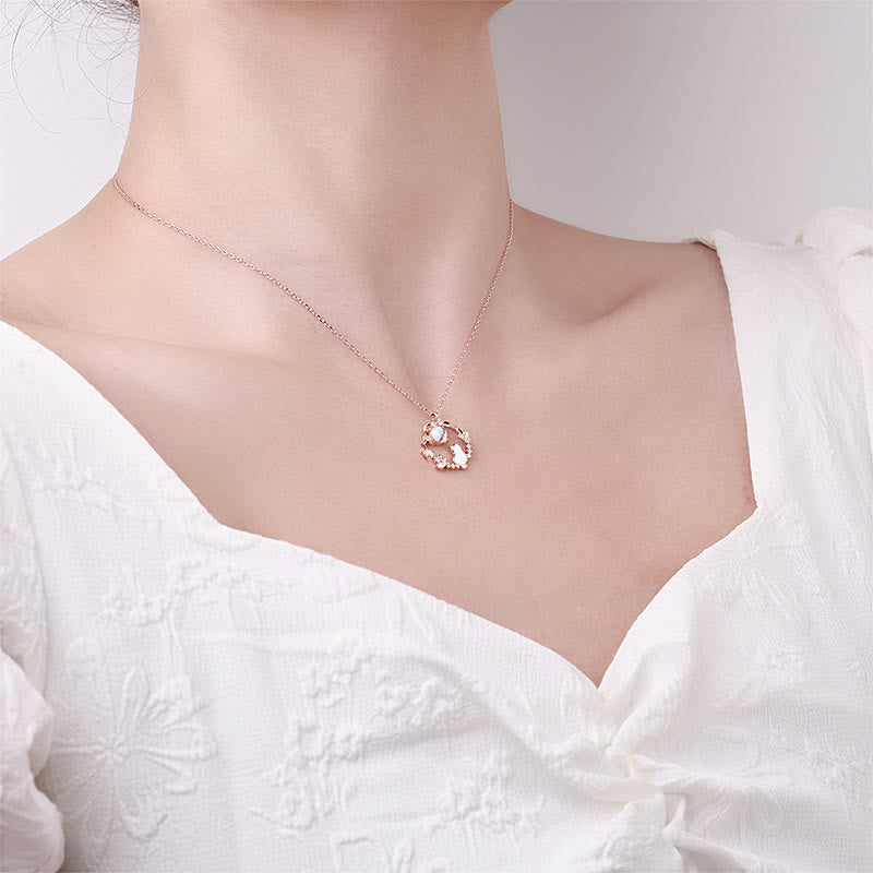 Wear FengShui 925 Sterling Silver Cat Flower Blessing Earrings Bracelet Necklace Pendant