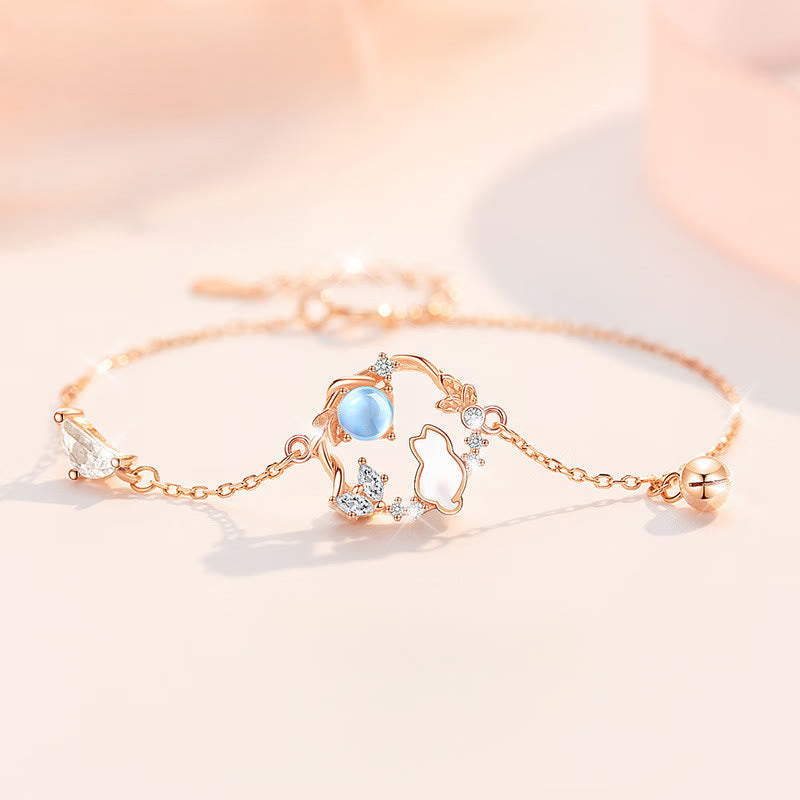 Wear FengShui 925 Sterling Silver Cat Flower Blessing Earrings Bracelet Necklace Pendant