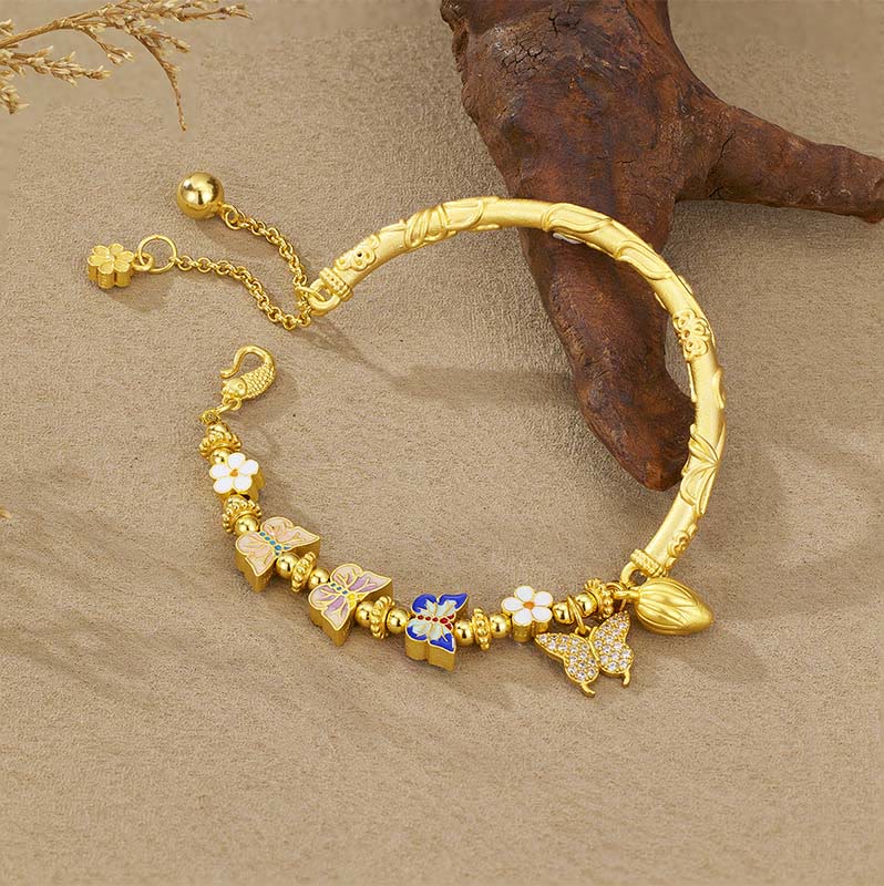 Wear FengShui 925 Sterling Silver Butterfly Flower Balance Bracelet