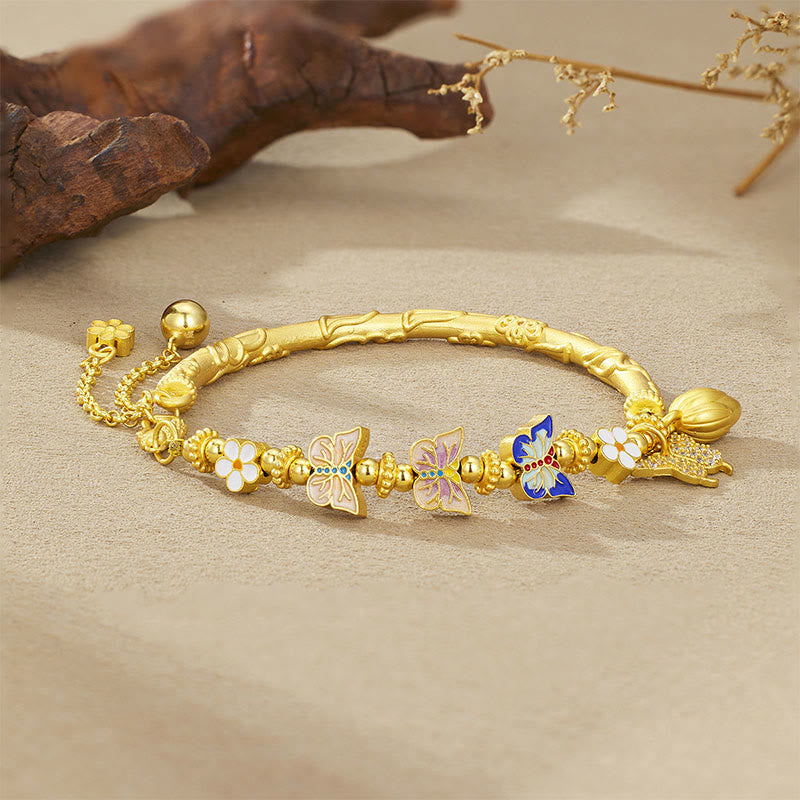 Wear FengShui 925 Sterling Silver Butterfly Flower Balance Bracelet