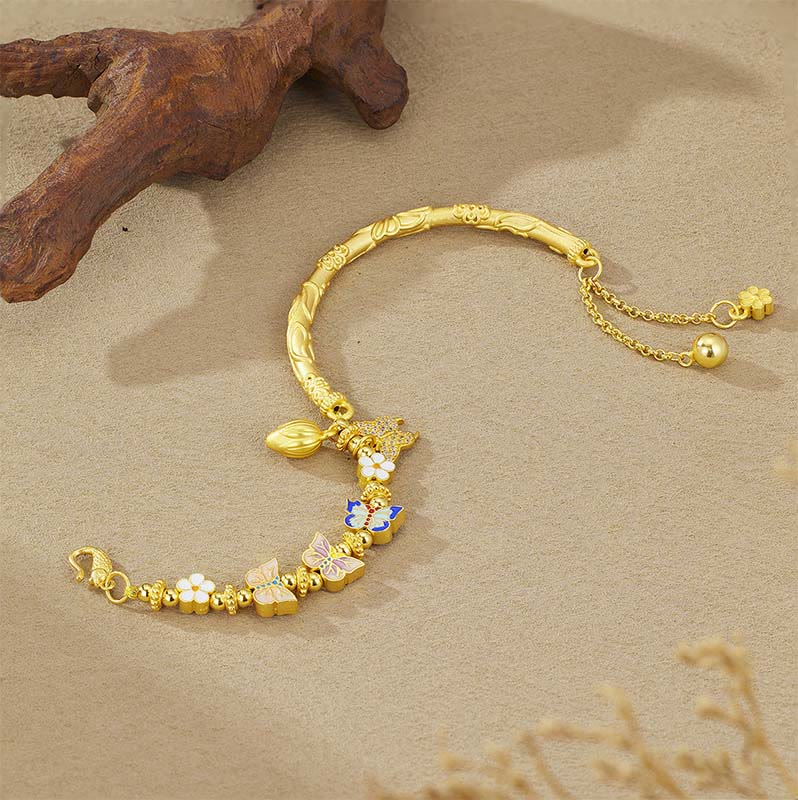 Wear FengShui 925 Sterling Silver Butterfly Flower Balance Bracelet