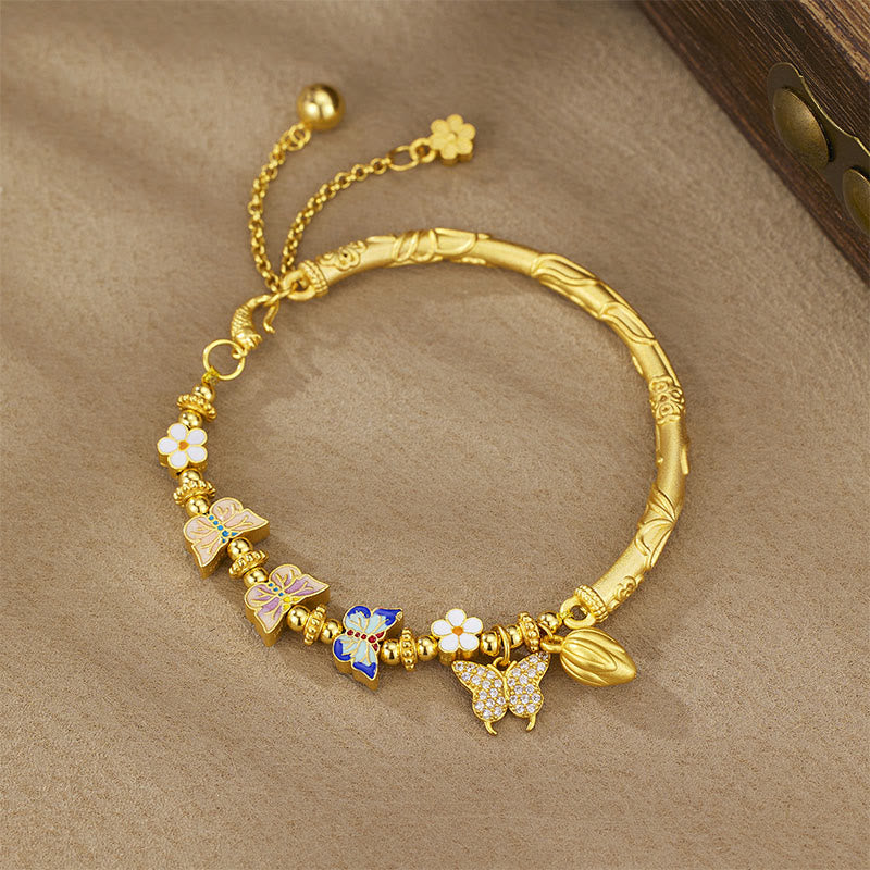 Wear FengShui 925 Sterling Silver Butterfly Flower Balance Bracelet
