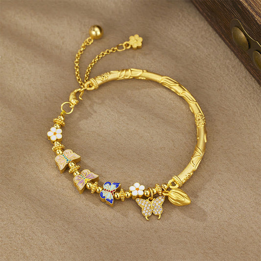 Wear FengShui 925 Sterling Silver Butterfly Flower Balance Bracelet