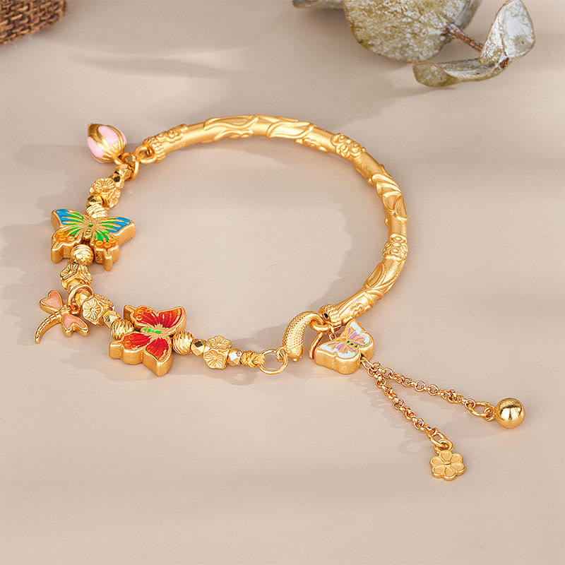 Buddha Stones 925 Sterling Silver Butterfly Flower Protection Bracelet