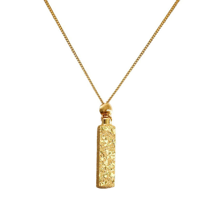 Wear FengShui Rectangular Texture Design Copper Chain Luck Necklace Pendant