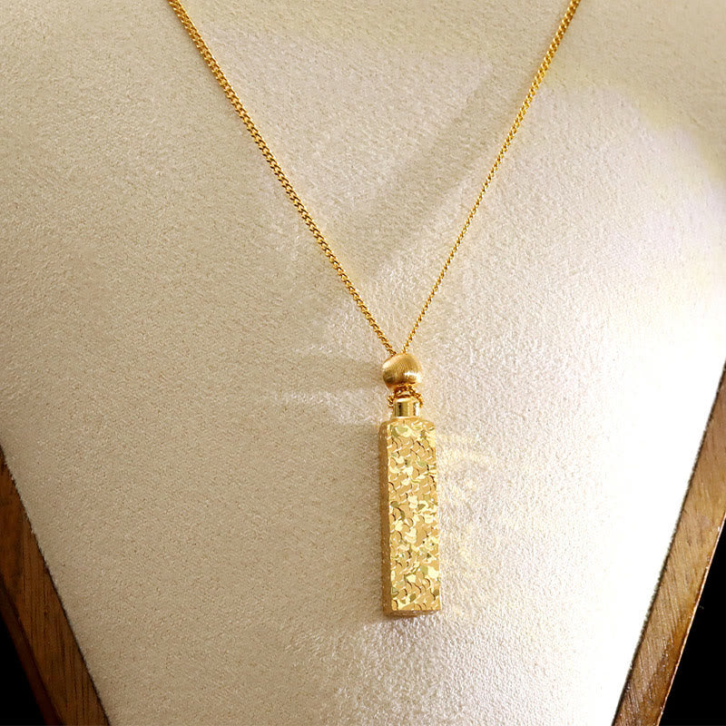 Wear FengShui Rectangular Texture Design Copper Chain Luck Necklace Pendant