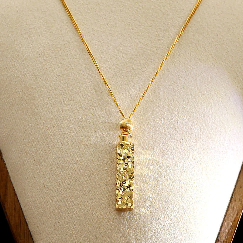 Wear FengShui Rectangular Texture Design Copper Chain Luck Necklace Pendant
