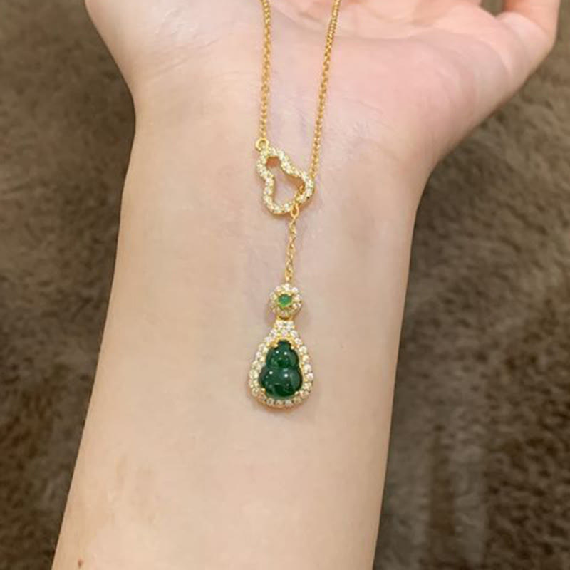 Wear FengShui Colorful Gourd Hollow Design Copper Balance Necklace Pendant