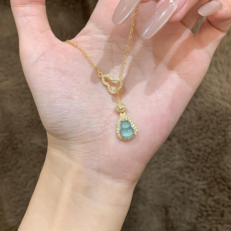 Wear FengShui Colorful Gourd Hollow Design Copper Balance Necklace Pendant