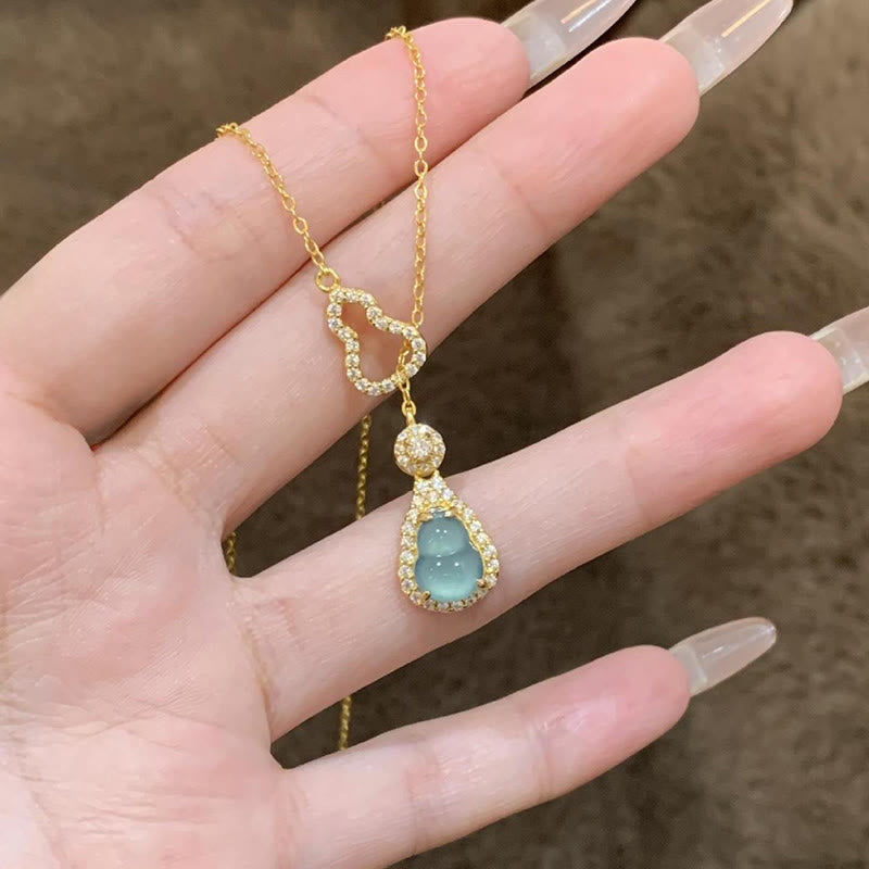 Wear FengShui Colorful Gourd Hollow Design Copper Balance Necklace Pendant