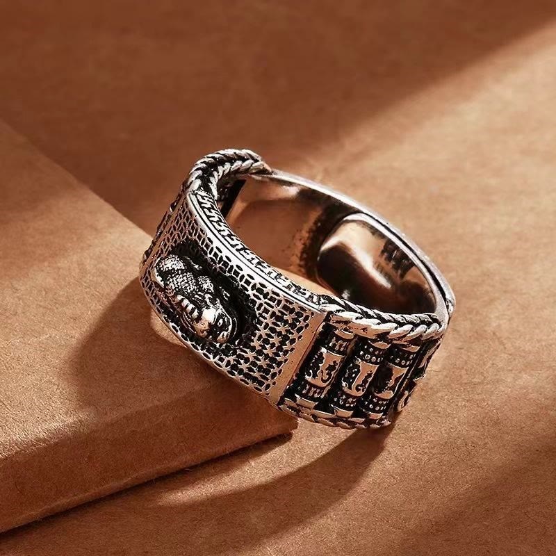 Wear FengShui Lucky FengShui PiXiu Wealth Prayer Wheels Couple Ring