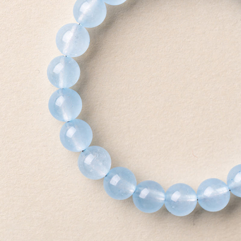Wear FengShui Natural Aquamarine Fu Character Lucky Fortune Healing Bracelet