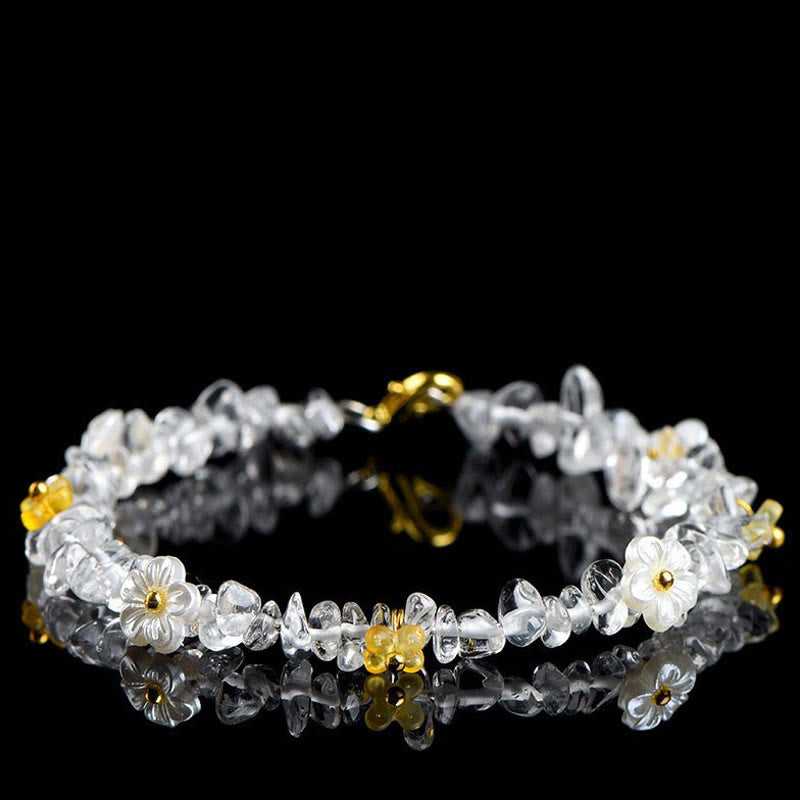 Wear FengShui Natural Aquamarine Peridot Strawberry Quartz Various Crystals Serenity Bracelet