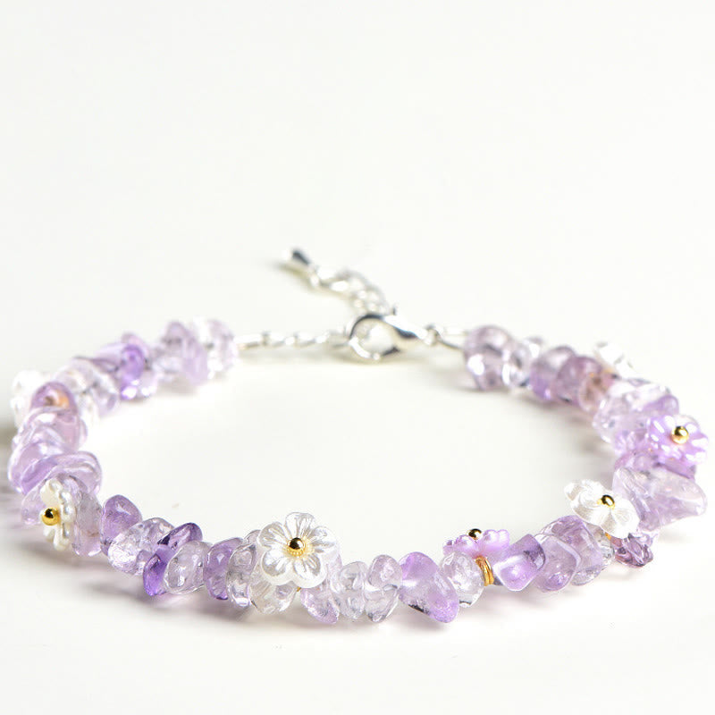 Wear FengShui Natural Aquamarine Peridot Strawberry Quartz Various Crystals Serenity Bracelet