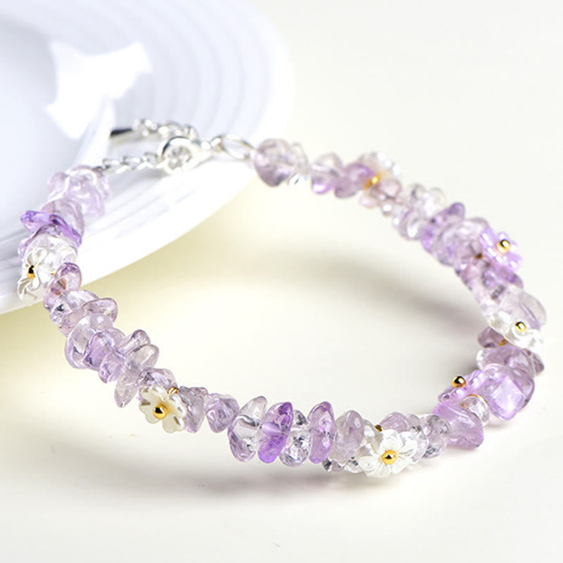 Wear FengShui Natural Aquamarine Peridot Strawberry Quartz Various Crystals Serenity Bracelet
