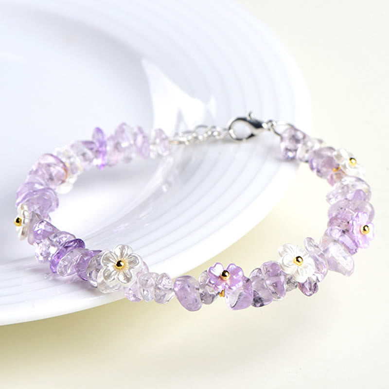 Wear FengShui Natural Aquamarine Peridot Strawberry Quartz Various Crystals Serenity Bracelet