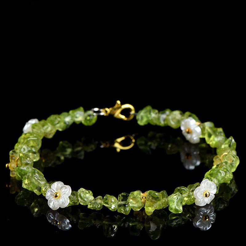 Wear FengShui Natural Aquamarine Peridot Strawberry Quartz Various Crystals Serenity Bracelet