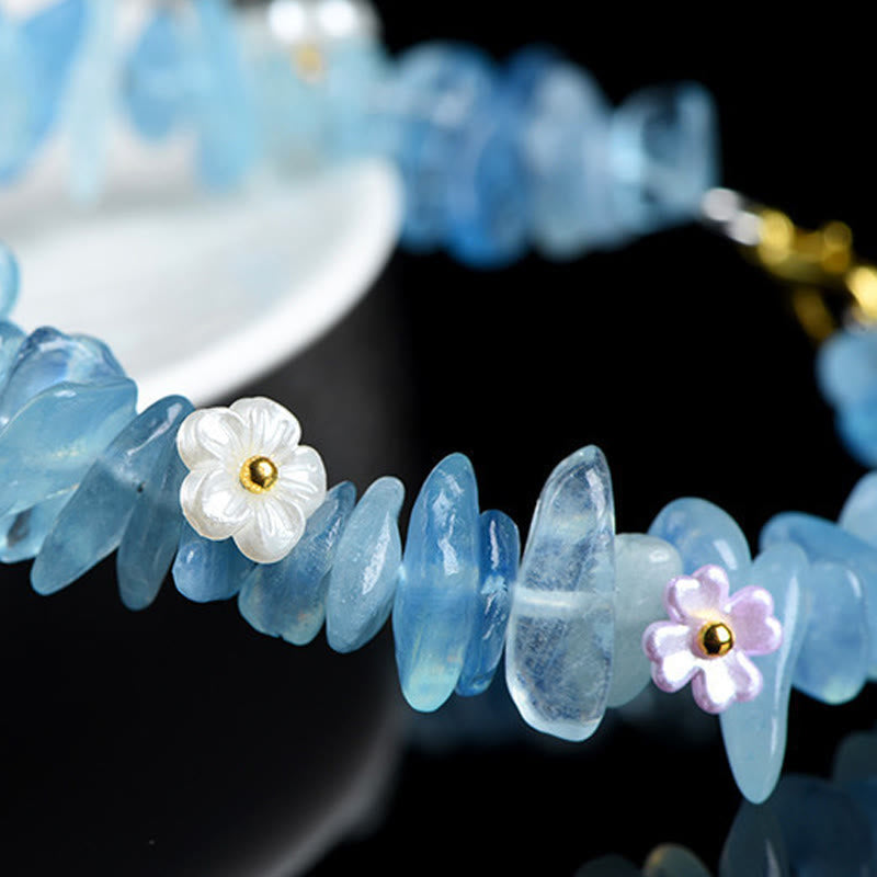 Wear FengShui Natural Aquamarine Peridot Strawberry Quartz Various Crystals Serenity Bracelet