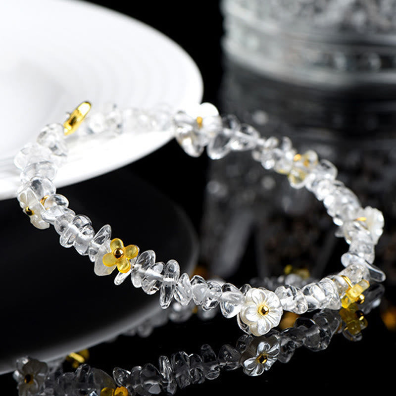 Wear FengShui Natural Aquamarine Peridot Strawberry Quartz Various Crystals Serenity Bracelet