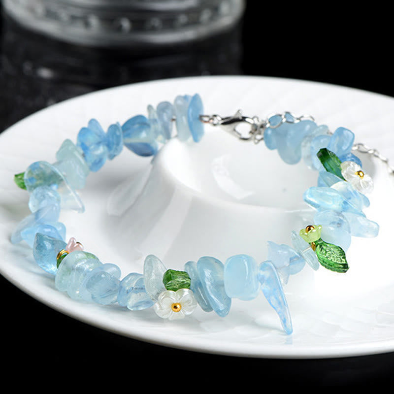 Wear FengShui Natural Aquamarine Peridot Strawberry Quartz Various Crystals Serenity Bracelet