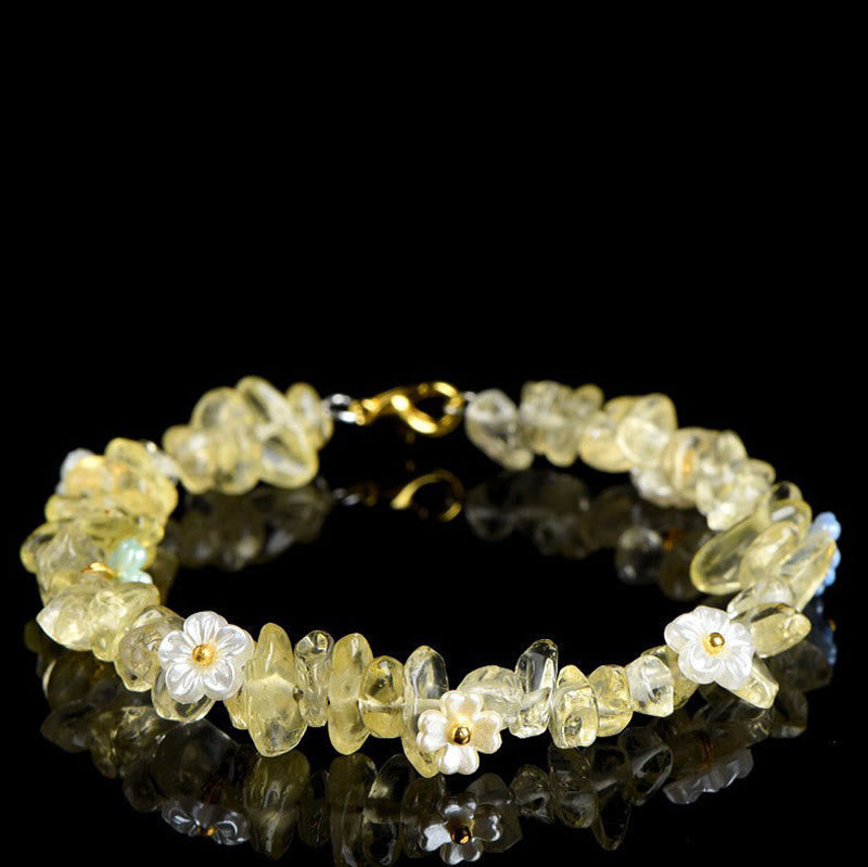 Wear FengShui Natural Aquamarine Peridot Strawberry Quartz Various Crystals Serenity Bracelet