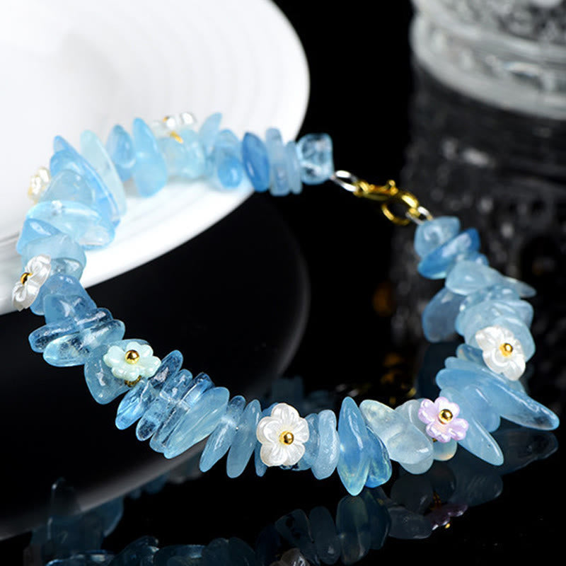 Wear FengShui Natural Aquamarine Peridot Strawberry Quartz Various Crystals Serenity Bracelet