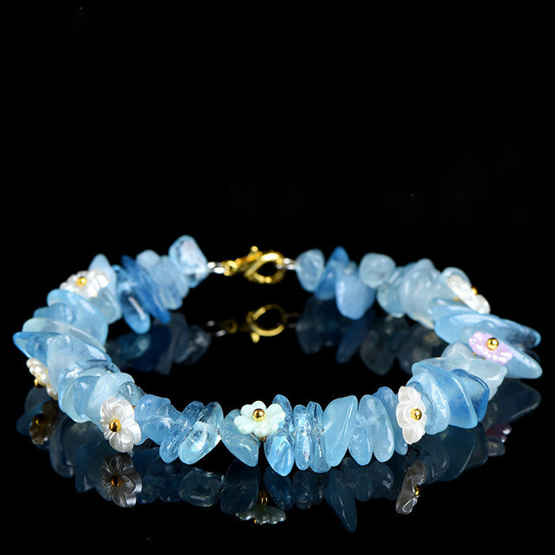 Wear FengShui Natural Aquamarine Peridot Strawberry Quartz Various Crystals Serenity Bracelet