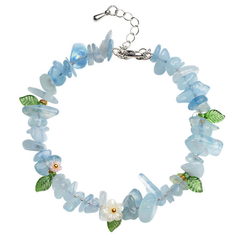 Wear FengShui Natural Aquamarine Peridot Strawberry Quartz Various Crystals Serenity Bracelet