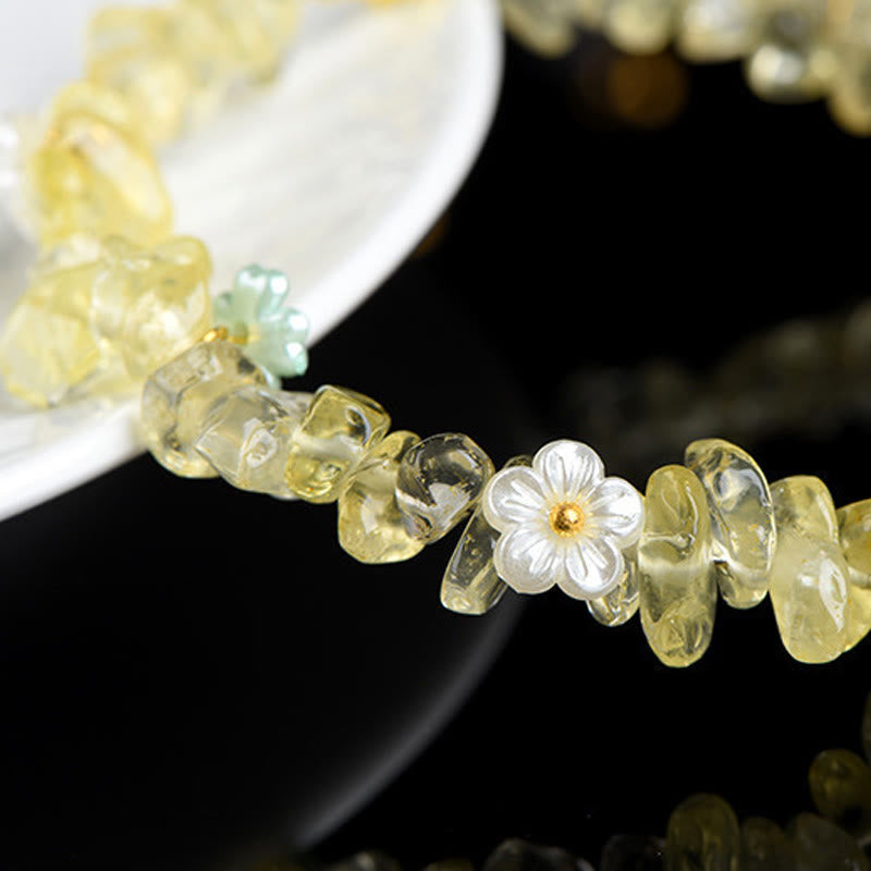 Wear FengShui Natural Aquamarine Peridot Strawberry Quartz Various Crystals Serenity Bracelet