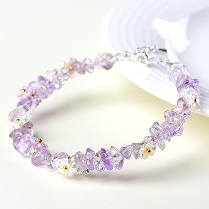Wear FengShui Natural Aquamarine Peridot Strawberry Quartz Various Crystals Serenity Bracelet