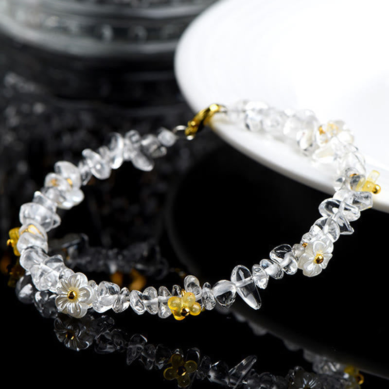 Wear FengShui Natural Aquamarine Peridot Strawberry Quartz Various Crystals Serenity Bracelet