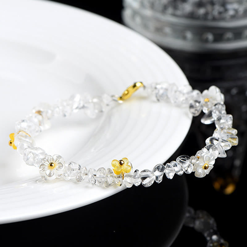 Wear FengShui Natural Aquamarine Peridot Strawberry Quartz Various Crystals Serenity Bracelet