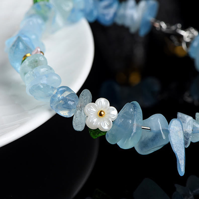 Wear FengShui Natural Aquamarine Peridot Strawberry Quartz Various Crystals Serenity Bracelet