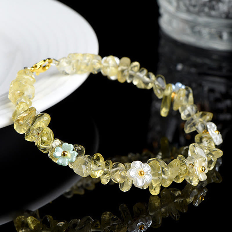 Wear FengShui Natural Aquamarine Peridot Strawberry Quartz Various Crystals Serenity Bracelet