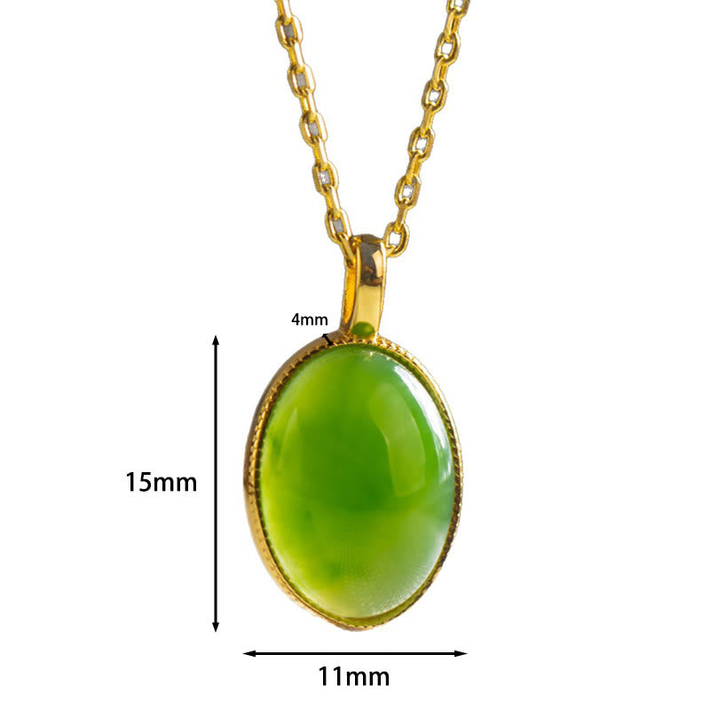 Wear FengShui 925 Sterling Silver Natural Hetian Jade Round Design Prosperity Necklace Pendant
