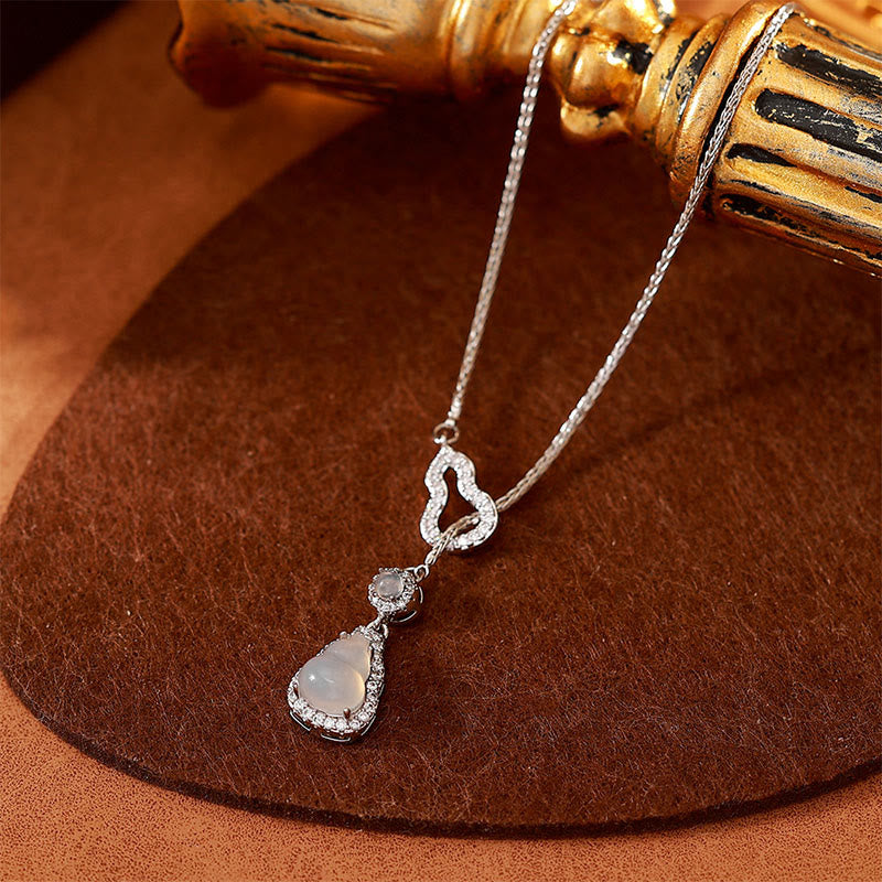 Wear FengShui Double Gourd Chalcedony Copper Positive Necklace Pendant