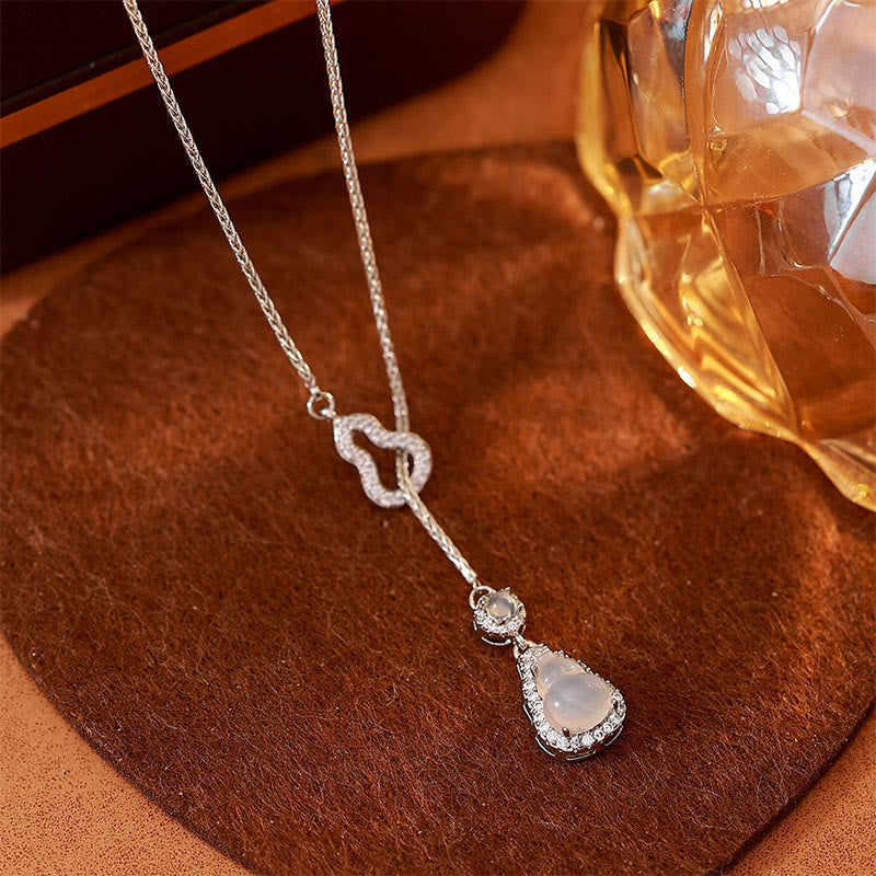 Wear FengShui Double Gourd Chalcedony Copper Positive Necklace Pendant