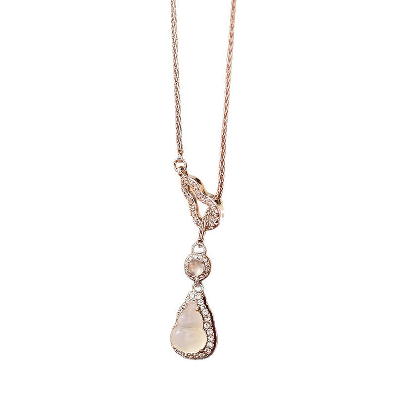 Wear FengShui Double Gourd Chalcedony Copper Positive Necklace Pendant