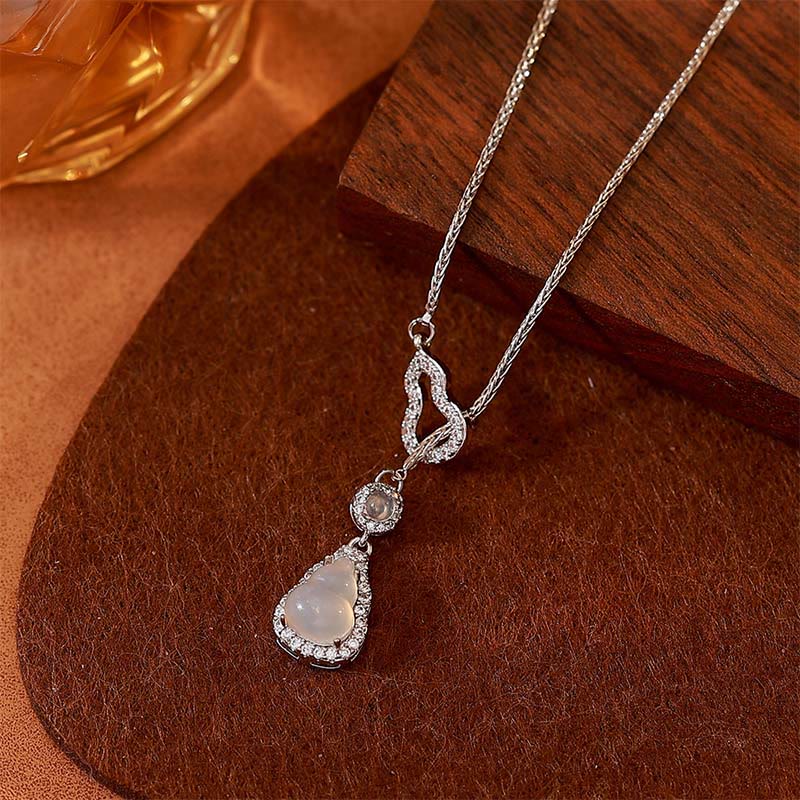 Wear FengShui Double Gourd Chalcedony Copper Positive Necklace Pendant