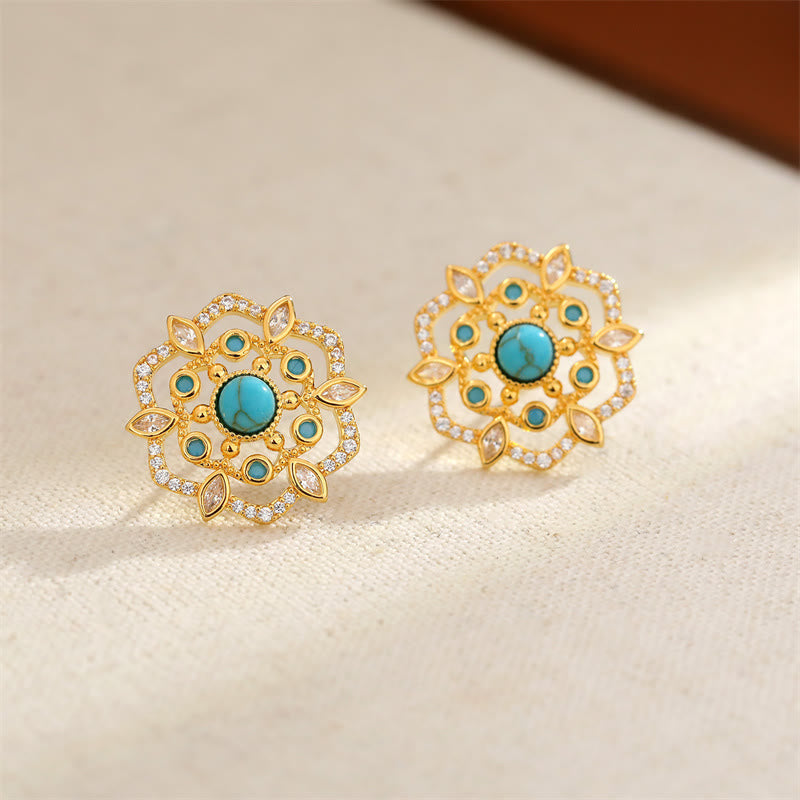Wear FengShui Octagonal Compass Zircon Copper Balance Stud Earrings